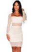 White Zigzag Lace Long Sleeves Dress